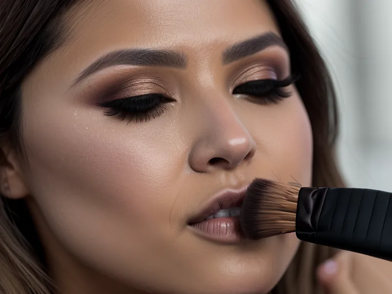 Brocha de difuminar de 10 milímetros sobre una paleta de sombras para ojos ahumados.