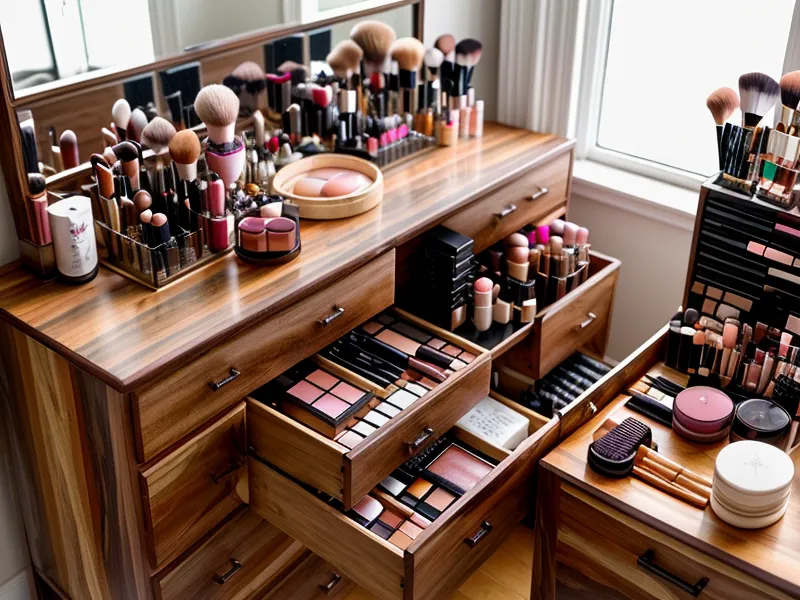 Cámara web enfocando una paleta de sombras de maquillaje profesional usada en un curso de automaquillaje online