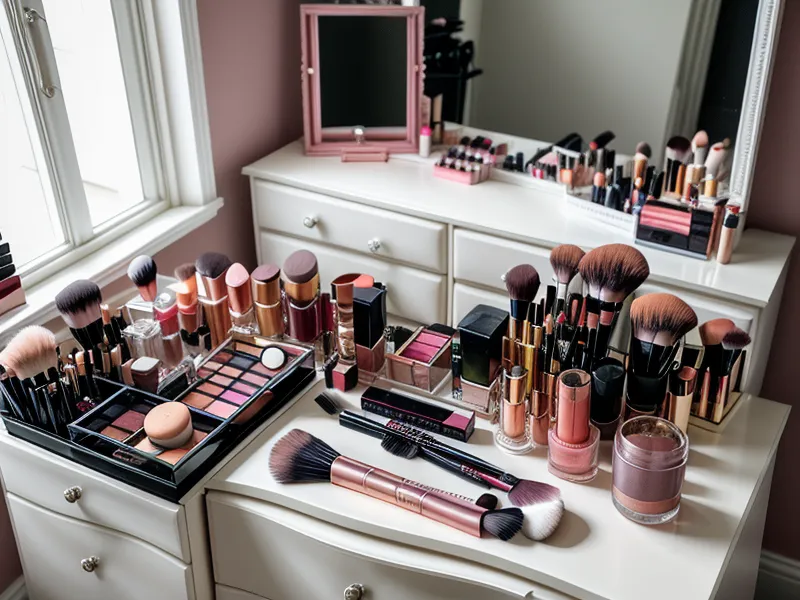Celular mostrando un curso de automaquillaje online de maquillaje profesional junto a brochas para marketing personal