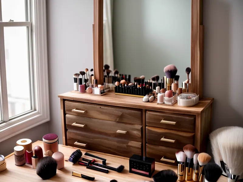 Aplicación de polvo traslúcido debajo de los ojos usando una esponja de maquillaje.